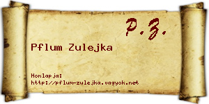 Pflum Zulejka névjegykártya